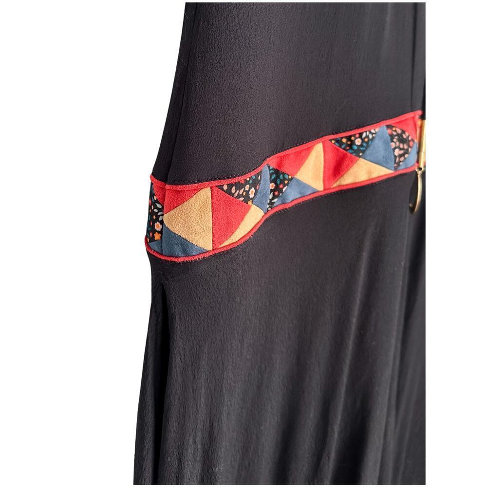 Liberty Garden Black Faux Suede Trim Midi Whimsigoth FantasY2K Dress medium - Picture 8 of 11